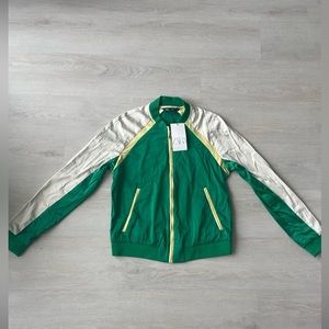 Zara Green/Yellow Detail Satin Effect Bomber Jacket